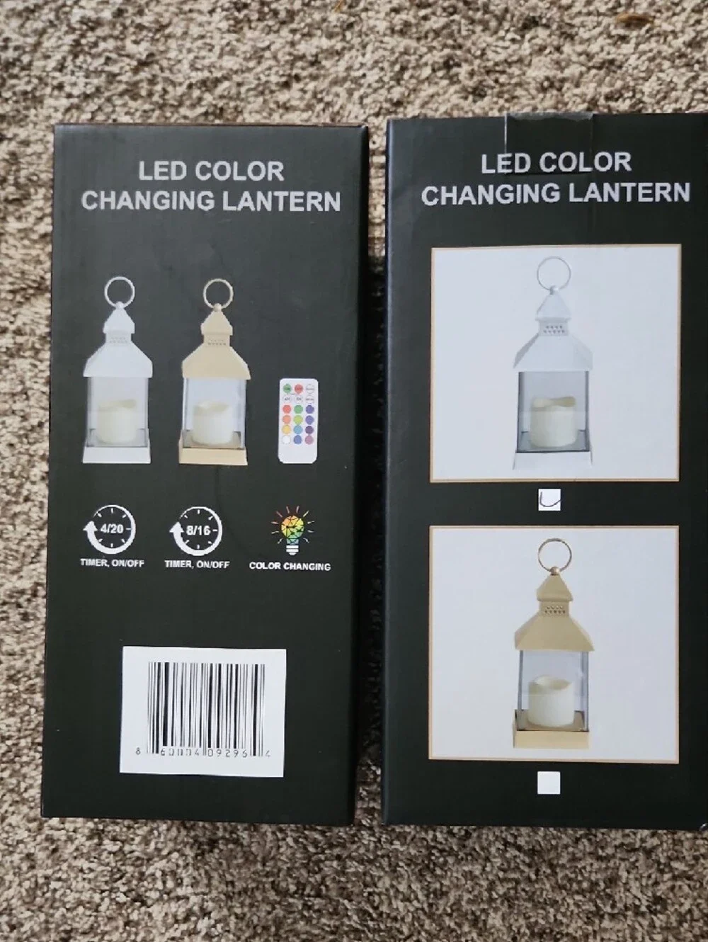 2 LED Color Changing Lanterns - White With Built In Timer, Battery Operated